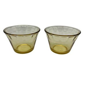 Vintage Amber Glass Pair Custard Cups Mexico 2.25" Tall